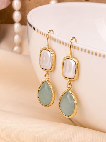 L'Atelier de Gaia Vergulde oorhangers met edelstenen