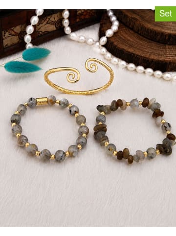 L'Atelier de Gaia 3-delige set: armbanden met edelstenen