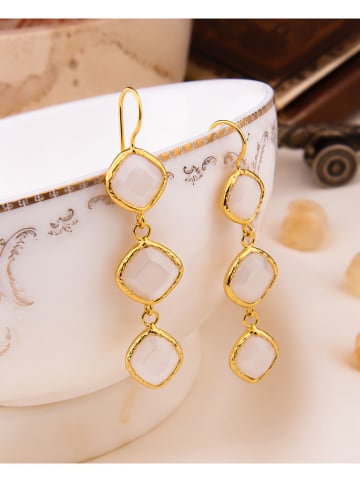 L'Atelier de Gaia Vergulde oorhangers met edelstenen