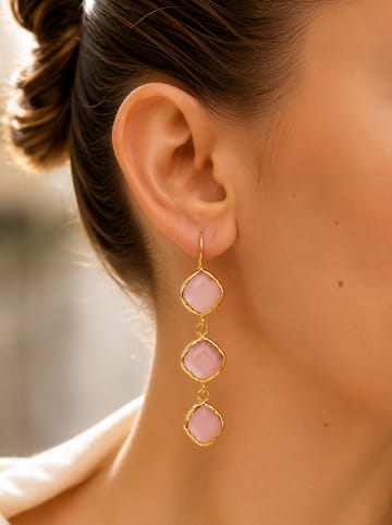L'Atelier de Gaia Vergulde oorhangers met edelstenen