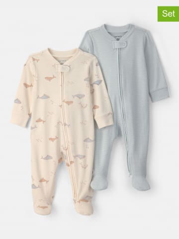 carter's 2er-Set: Strampler in Beige/ Hellblau