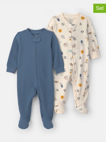 carter's 2er-Set: Strampler in Blau/ Beige