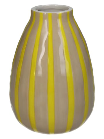 Kersten Vaas "Stripe" beige/geel - (H)18 x Ø 12 cm