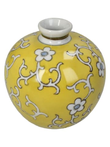 Kersten Vase in Gelb/ Weiß - (H)11,5 x Ø 11,5 cm