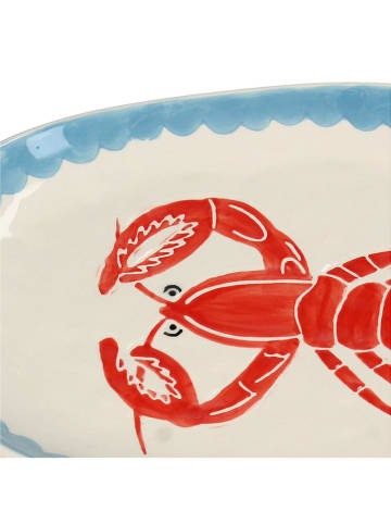 Kersten Servierplatte ''Lobster'' in Creme/ Hellblau/ Rot - (L)27,5 x (B)16,4 cm