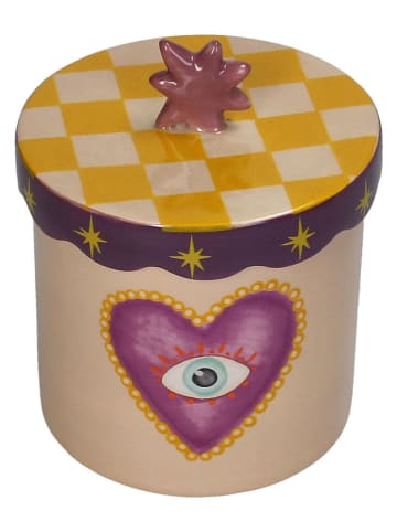 Kersten Voorraadpot "Heart" beige/geel/paars - (H)13,4 x Ø 12,4 cm
