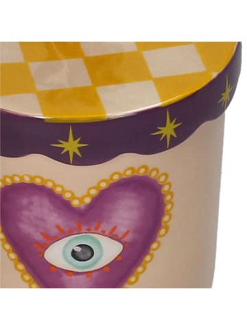 Kersten Voorraadpot "Heart" beige/geel/paars - (H)13,4 x Ø 12,4 cm