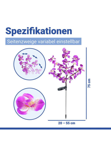 Maximex 2er-Set LED-Solar-Gartenstecker "Orchideen" in Lila - (H)75 cm