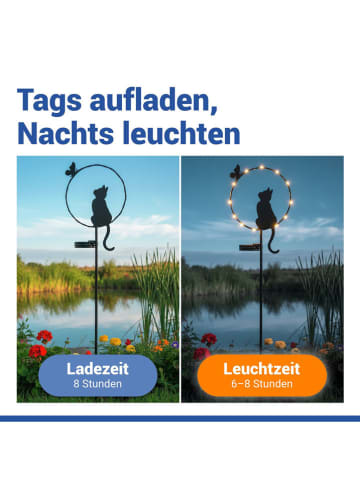 Maximex LED-Solar-Gartenstecker "Katze" in Anthrazit - (B)20 x (H)85 x (T)11,2 cm