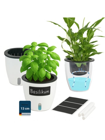 Maximex 3er-Set Bewässerungstöpfe in Weiß - Ø 13 cm
