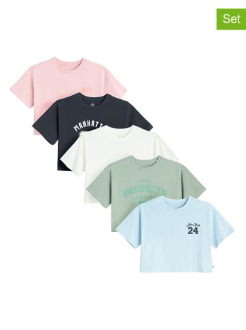COOL CLUB 5er-Set: Shirts in Dunkelblau/ Rosa/ Weiß