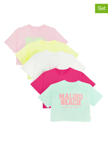 COOL CLUB 5-delige set: shirts geel/lichtroze/wit