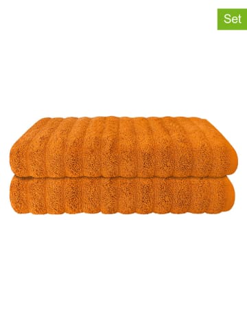 Schiesser 2-delige set: badhanddoeken "Neapel" oranje