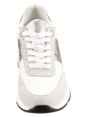 Heine Leder-Sneakers in Weiß/ Grau/ Silber
