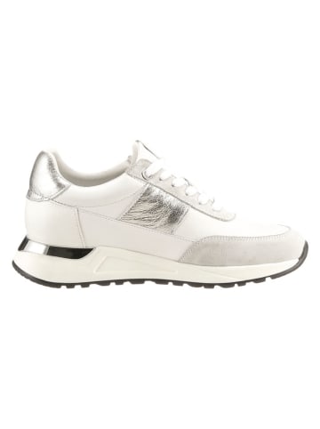Heine Skórzane sneakersy w kolorze srebrno-szaro-białym