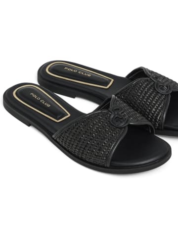 Polo Club Slippers "Raffia" zwart