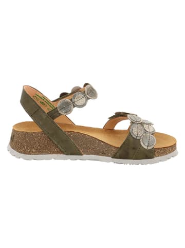 Think! Leren sandalen kaki