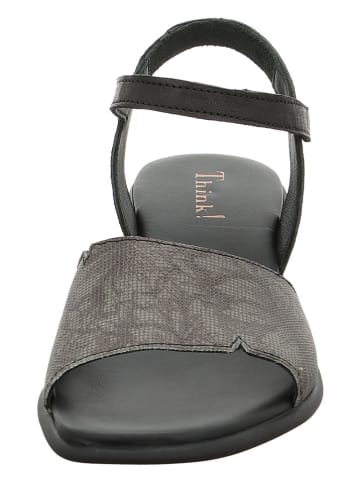 Think! Leder-Sandalen in Grau/ Schwarz