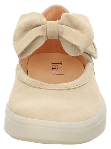 Think! Leren ballerina's met bandje beige