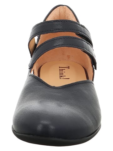 Think! Leder-Spangenballerinas in Schwarz