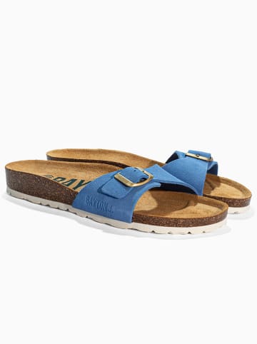 BACKSUN Leren slippers "Zephyr" blauw