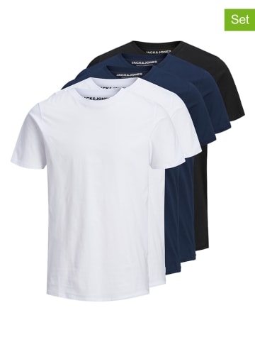 Jack & Jones 5-delige set: shirts "Jjeorganic" donkerblauw/wit/zwart