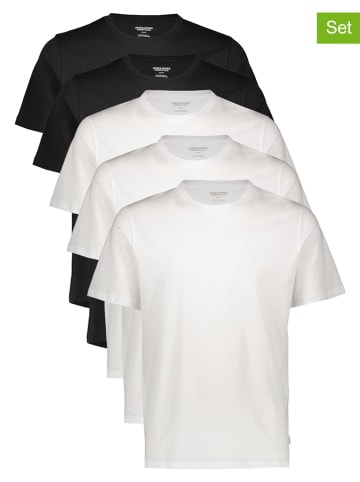 Jack & Jones Koszulki (5 szt.) "Jjeorganic" w kolorze biało-czarnym