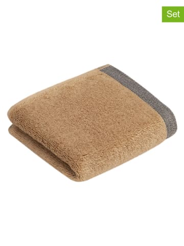 Bugatti 2er-Set: Gästehandtücher ''Prato'' in Hellbraun - (L)50 x (B)30 cm