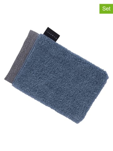 Bugatti 3-delige set: washandjes ''Prato'' blauw - (L)22 x (B)16 cm