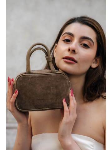 maison héritage PARIS Leren handtas "Alba" taupe - (B)11 x (H)7,5 x (D)7 cm