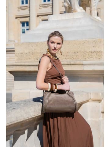 Leder-Henkeltasche "Bacia" in Taupe - (B)31 x (H)20 x (T)11 cm