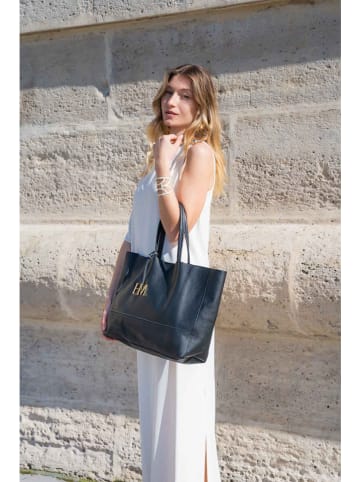 maison héritage PARIS Leder-Shopper "Diccia" in Schwarz - (B)40 x (H)30 x (T)11 cm