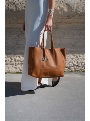 maison héritage PARIS Leren shopper "Diccia" camel - (B)40 x (H)30 x (D)11 cm
