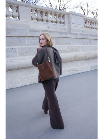 maison héritage PARIS Leder-Schultertasche "Bruna" in Braun - (B)22 x (H)27 x (T)15 cm