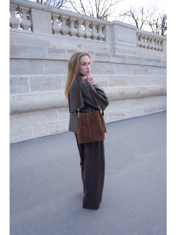 maison héritage PARIS Leder-Schultertasche "Bruna" in Braun - (B)22 x (H)27 x (T)15 cm