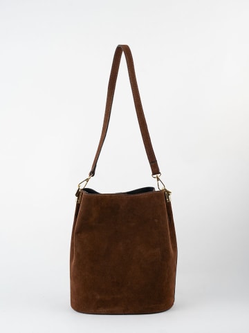maison héritage PARIS Leder-Schultertasche "Bruna" in Braun - (B)22 x (H)27 x (T)15 cm