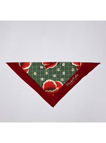 Madre Selva Satijnen bandana "Amapola" rood/groen - (L)55 x (B)55 cm