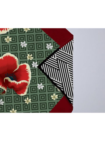 Madre Selva Satin-Bandana "Amapola" in Rot/ Grün - (L)55 x (B)55 cm