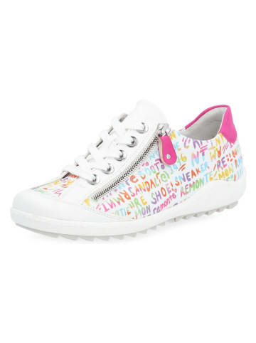 remonte Leder-Sneakers in Weiß/ Pink
