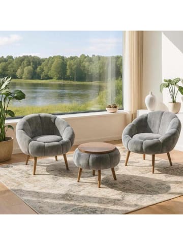 Scandinavia Concept 3-delige set: fauteuils & bijzettafel ''Lida'' grijs