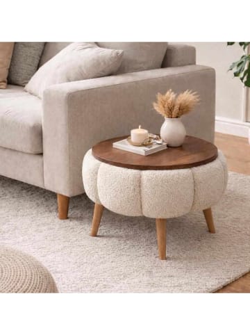 Scandinavia Concept Beistelltisch ''Papatya'' in Creme/ Braun - (H)44 x Ø 45 cm