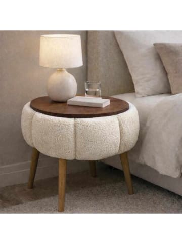 Scandinavia Concept Bijzettafel ''Papatya'' crème/bruin - (H)44 x Ø 45 cm