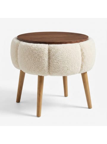 Scandinavia Concept Bijzettafel ''Papatya'' crème/bruin - (H)44 x Ø 45 cm