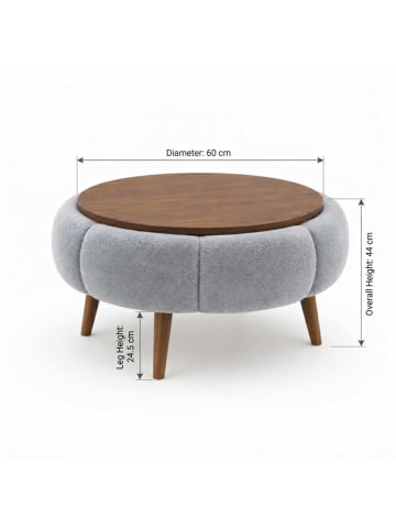 Scandinavia Concept Salontafel ''Papatya'' grijs/bruin - (H)44 x Ø 60 cm
