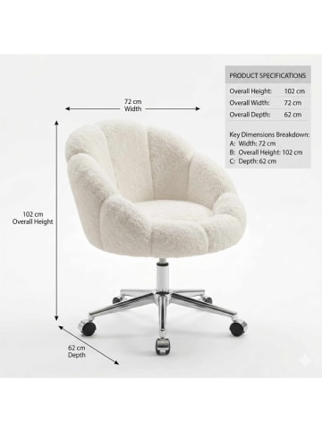 Scandinavia Concept Bureaustoel ''Papatya'' wit - (B)72 x (H)102 x (D)62 cm