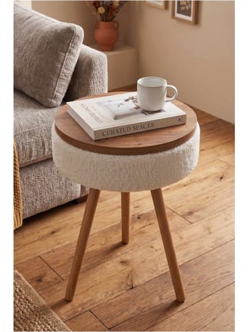 Scandinavia Concept Bijzettafel ''Pekapuf01'' wit/bruin - (H)55 x Ø 33 cm