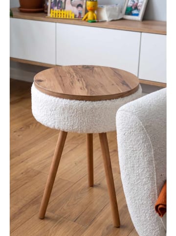 Scandinavia Concept Beistelltisch ''Pekapuf01'' in Weiß/ Braun - (H)55 x Ø 33 cm