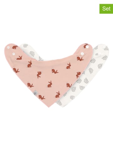Lässig 2er-Set: Dreieckstücher "Little Forest Rabbit" in Rosa/ Creme