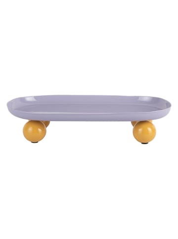 Present Time Tablett ''Double Funky'' in Lila/ Gelb - (B)39 x (H)6 x (T)16 cm