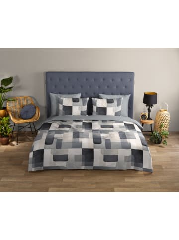 Good Morning Renforcé beddengoedset "Aiden" grijs/wit/blauw